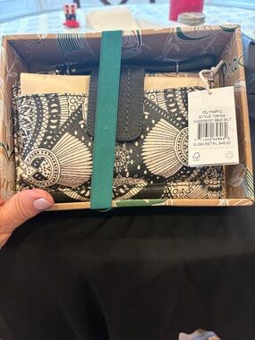 Sakroots Black and White Floral-Patterned Wallet
